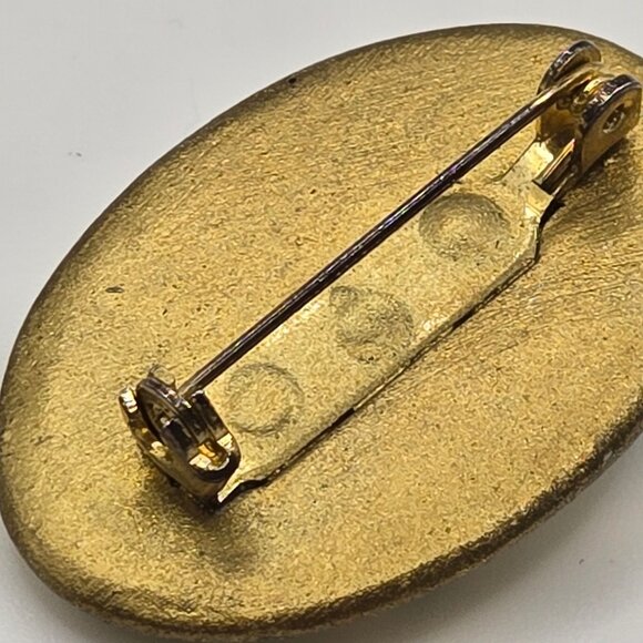 VTG Brooch Art Nouveau Oval Ceramic Hand Painted Floral Pin Jewelry Fairy Boho - Picture 9 of 10